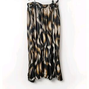 Truly 4 You Womens Plus 3X Black Tan Brown Boho A-line Abstract Print Maxi Skirt